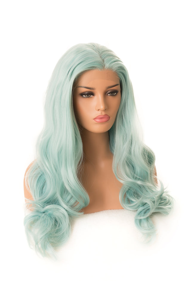 Blue green wig
